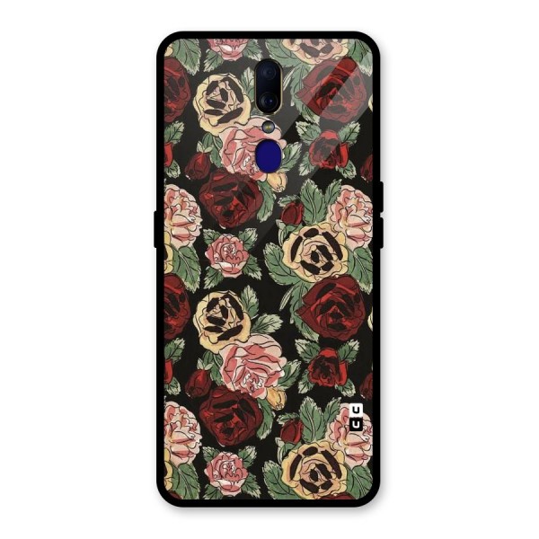 Dark Pastel Flowers Glass Back Case for Oppo F11