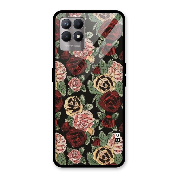 Dark Pastel Flowers Glass Back Case for Realme 8i