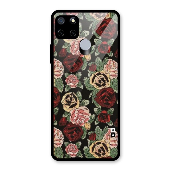 Dark Pastel Flowers Glass Back Case for Realme C15