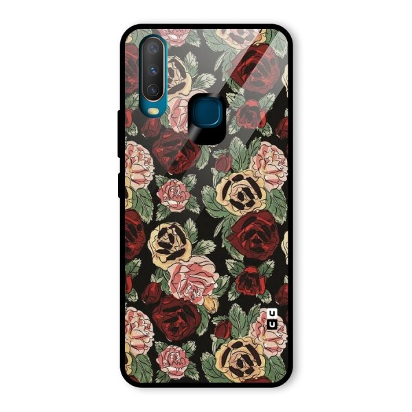 Dark Pastel Flowers Glass Back Case for Vivo Y12