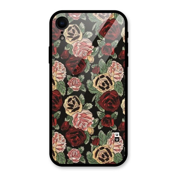 Dark Pastel Flowers Glass Back Case for XR