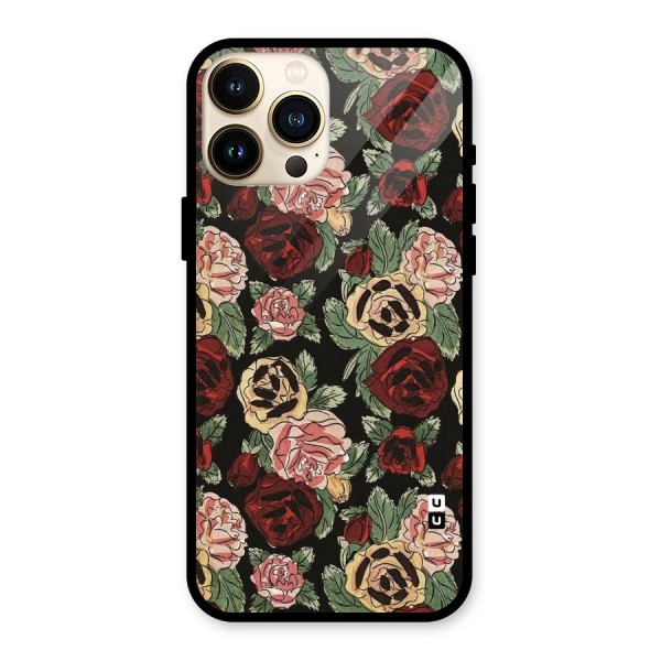 Dark Pastel Flowers Glass Back Case for iPhone 13 Pro Max