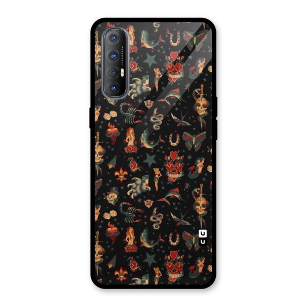 Dark Pattern Glass Back Case for Oppo Reno3 Pro