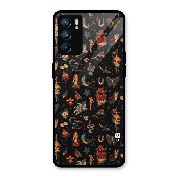 Dark Pattern Glass Back Case for Oppo Reno6 5G