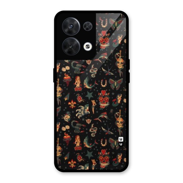 Dark Pattern Glass Back Case for Oppo Reno8 5G