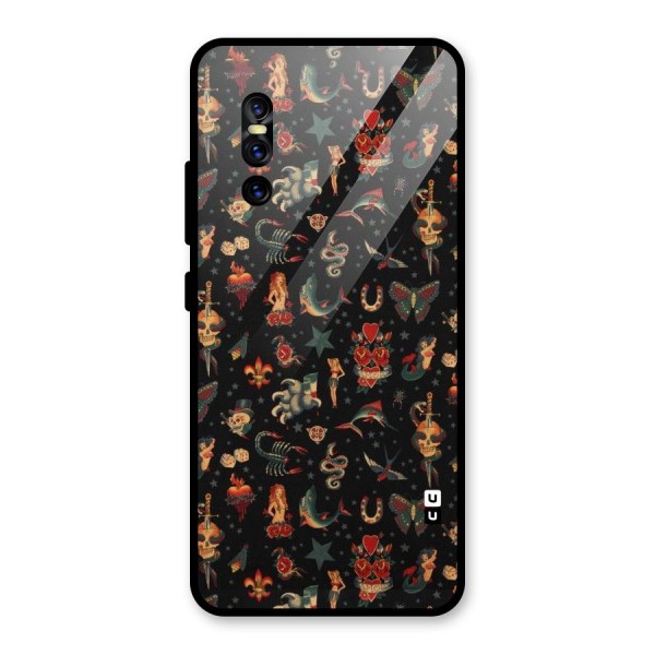 Dark Pattern Glass Back Case for Vivo V15 Pro