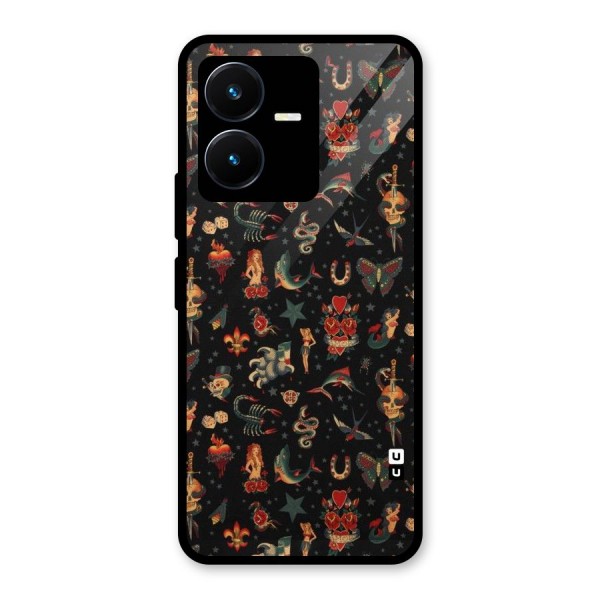 Dark Pattern Glass Back Case for Vivo Y22