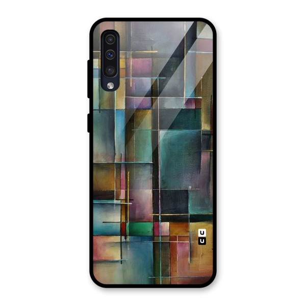 Dark Square Shapes Glass Back Case for Galaxy A50s