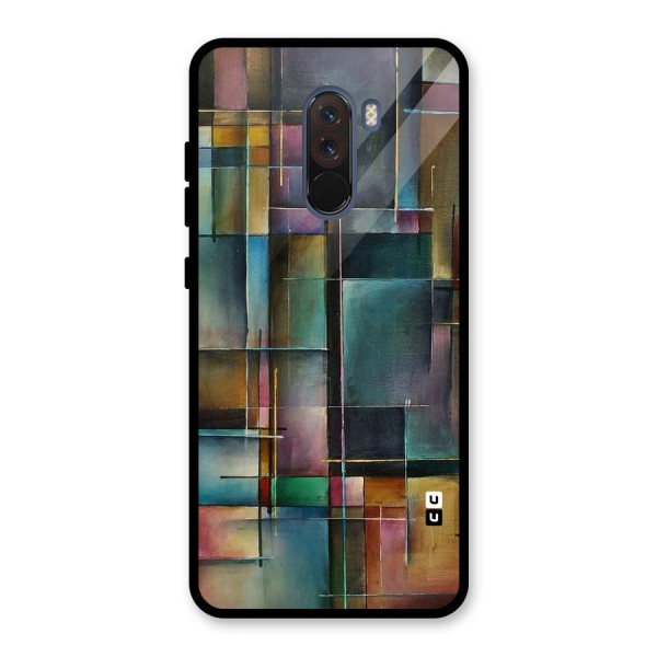 Dark Square Shapes Glass Back Case for Poco F1