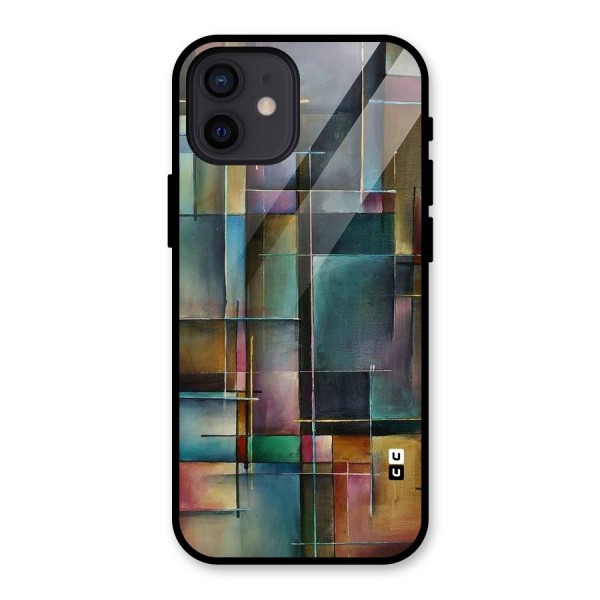 Dark Square Shapes Glass Back Case for iPhone 12