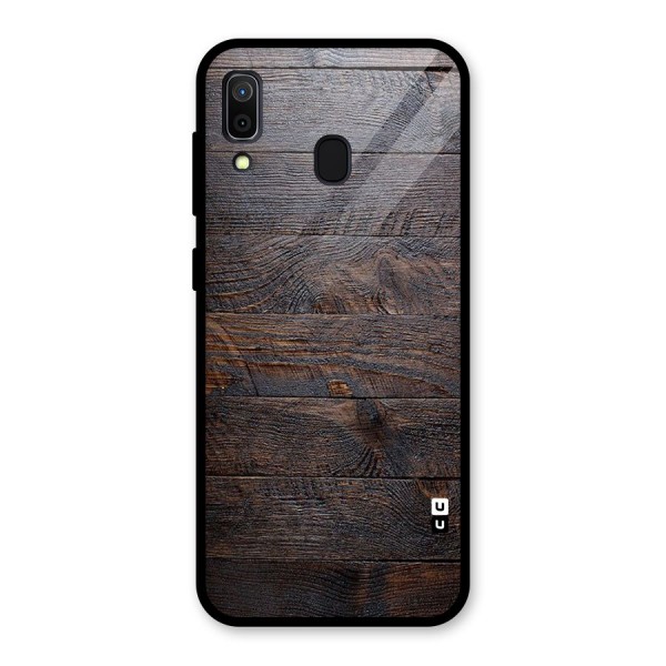 Dark Wood Printed Glass Back Case for Galaxy A30