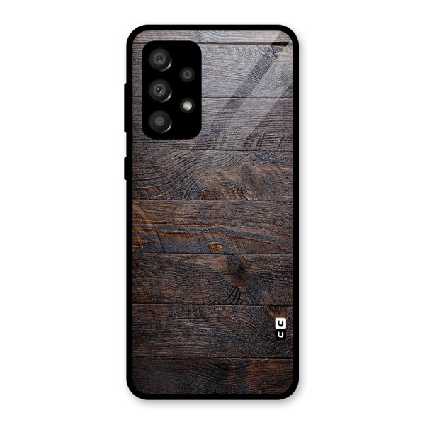 Dark Wood Printed Glass Back Case for Galaxy A32