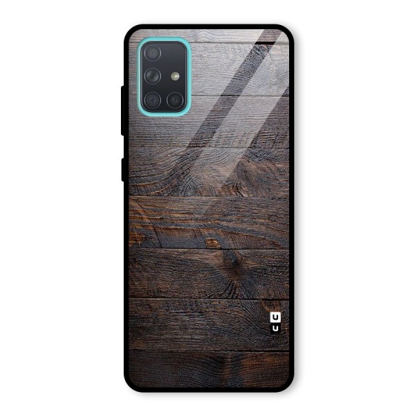 Dark Wood Printed Glass Back Case for Galaxy A71