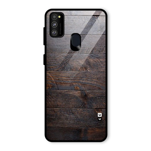 Dark Wood Printed Glass Back Case for Galaxy M30s