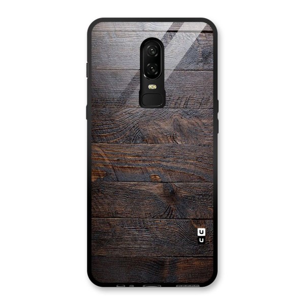 Dark Wood Printed Glass Back Case for OnePlus 6