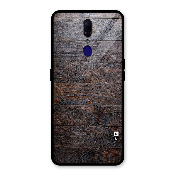 Dark Wood Printed Glass Back Case for Oppo F11