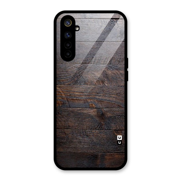 Dark Wood Printed Glass Back Case for Realme 6