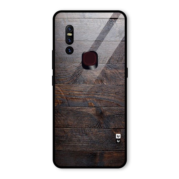 Dark Wood Printed Glass Back Case for Vivo V15