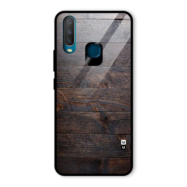 Dark Wood Printed Glass Back Case for Vivo Y12