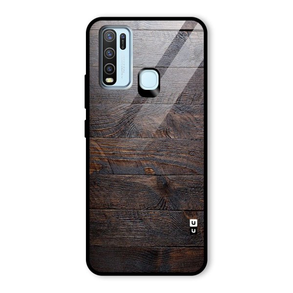 Dark Wood Printed Glass Back Case for Vivo Y30