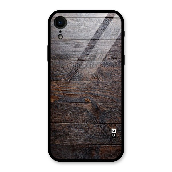 Dark Wood Printed Glass Back Case for XR