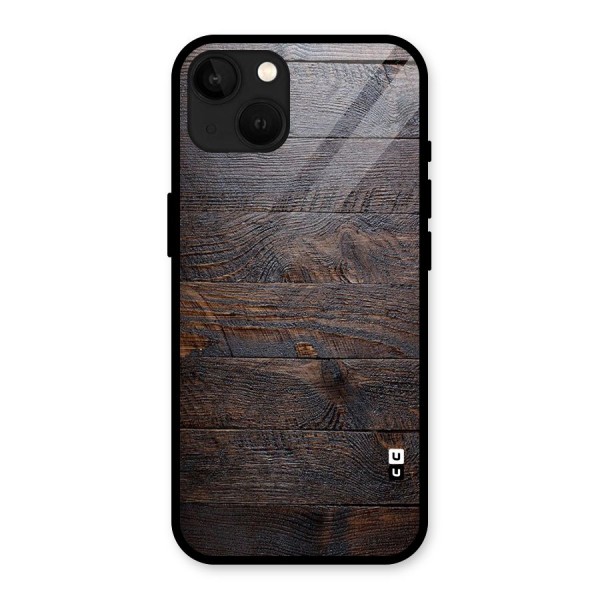 Dark Wood Printed Glass Back Case for iPhone 13