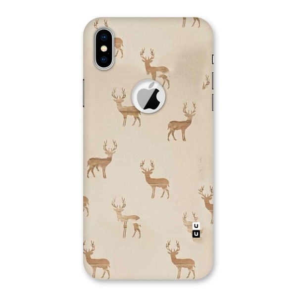 Deer Pattern Back Case for iPhone XS Logo Cut