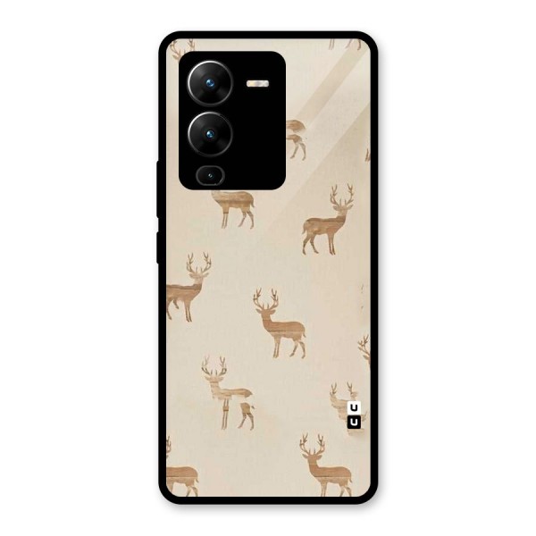 Deer Pattern Glass Back Case for Vivo V25 Pro