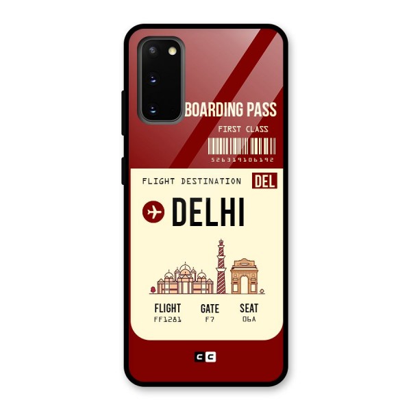 Delhi Boarding Pass Glass Back Case for Galaxy S20