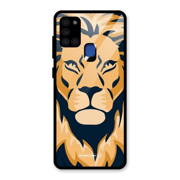 Designer Lion Glass Back Case for Galaxy A21s