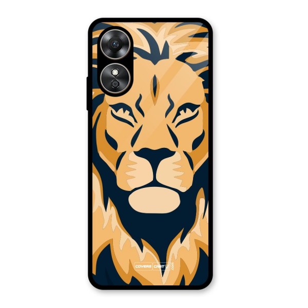 Designer Lion Glass Back Case for Oppo A17