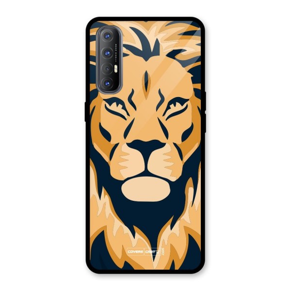 Designer Lion Glass Back Case for Oppo Reno3 Pro