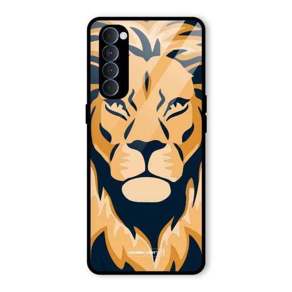 Designer Lion Glass Back Case for Oppo Reno4 Pro