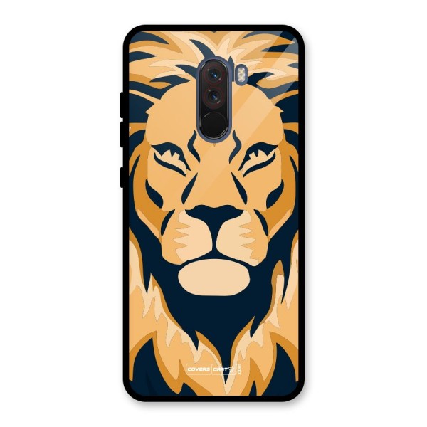 Designer Lion Glass Back Case for Poco F1