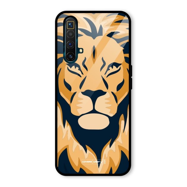 Designer Lion Glass Back Case for Realme X3