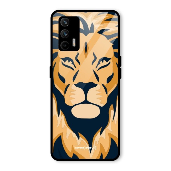 Designer Lion Glass Back Case for Realme X7 Max