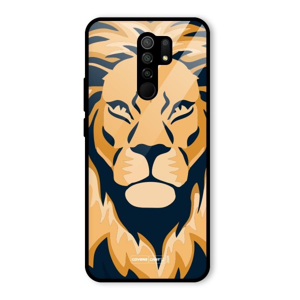 Designer Lion Glass Back Case for Redmi 9 Prime