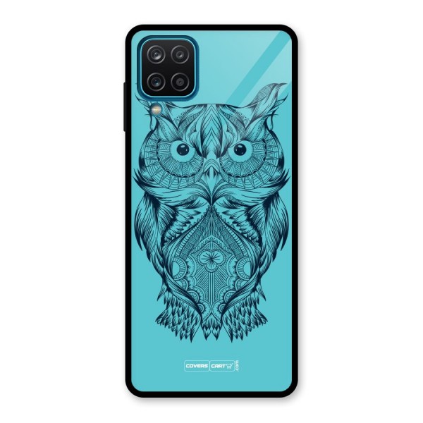 Designer Owl Glass Back Case for Galaxy A12