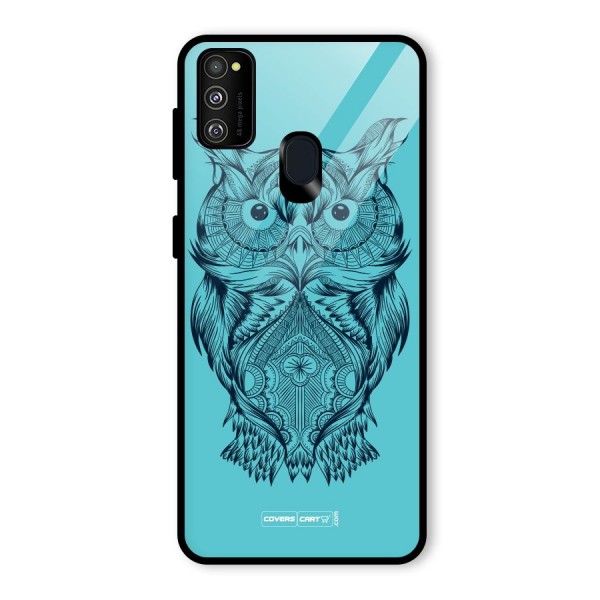 Designer Owl Glass Back Case for Galaxy M21