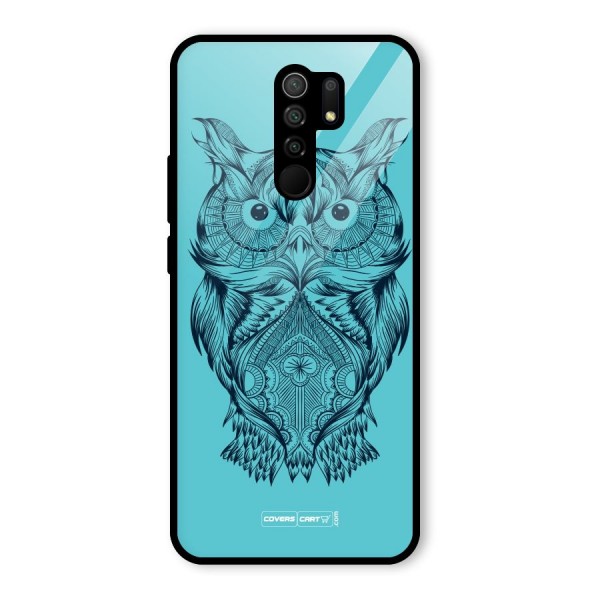 Designer Owl Glass Back Case for Redmi 9 Prime