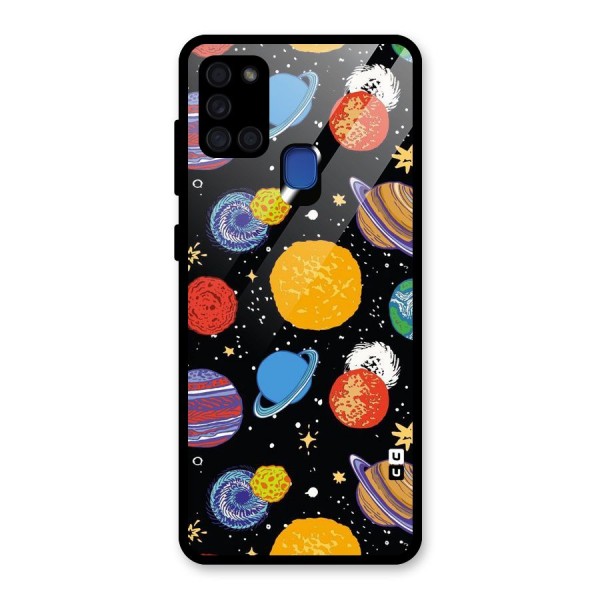 Designer Planets Glass Back Case for Galaxy A21s