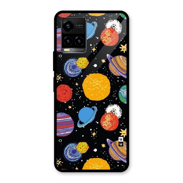 Designer Planets Glass Back Case for Vivo Y21 2021