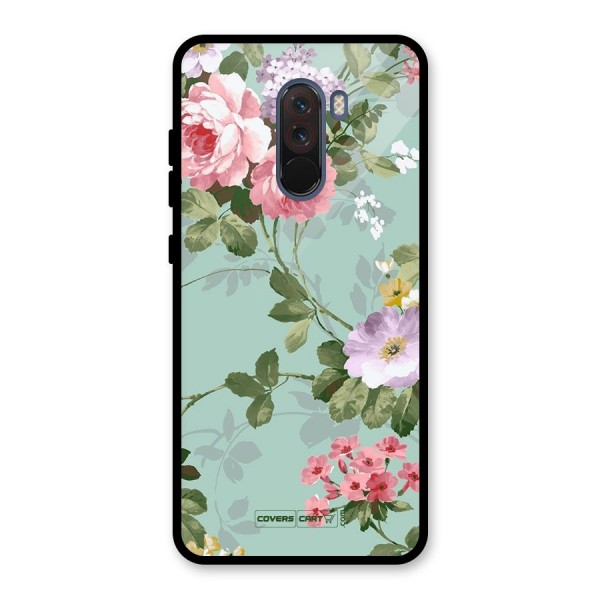 Desinger Floral Glass Back Case for Poco F1