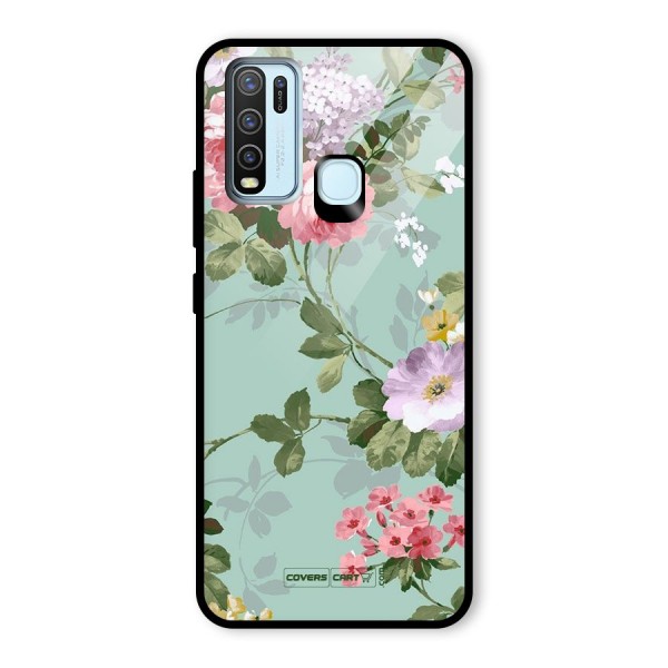 Desinger Floral Glass Back Case for Vivo Y30