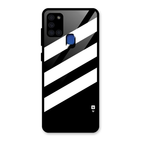 Diagonal Classic Stripes Glass Back Case for Galaxy A21s