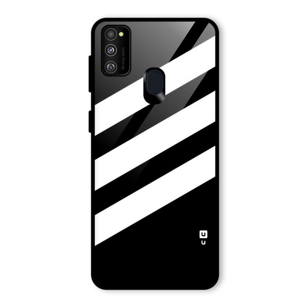 Diagonal Classic Stripes Glass Back Case for Galaxy M21