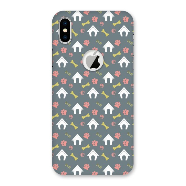 Dog Pattern Back Case for iPhone XS Logo Cut