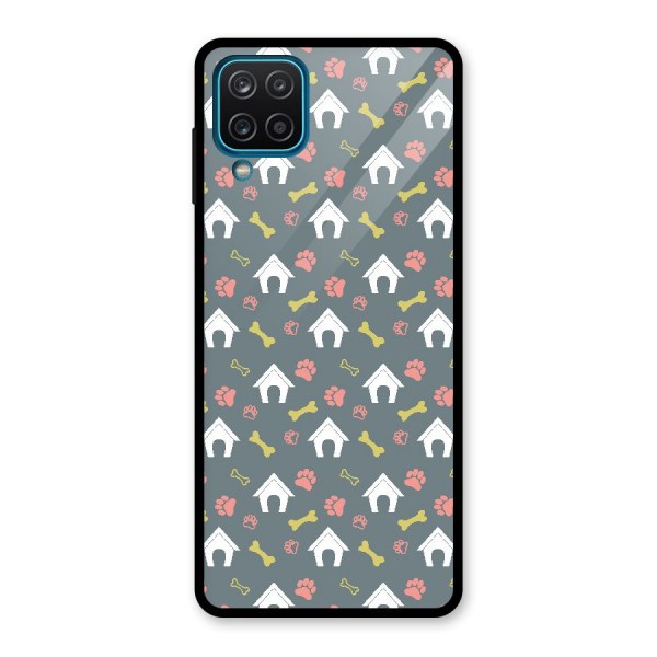 Dog Pattern Glass Back Case for Galaxy A12