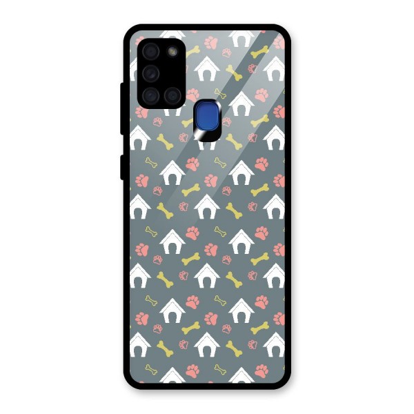 Dog Pattern Glass Back Case for Galaxy A21s