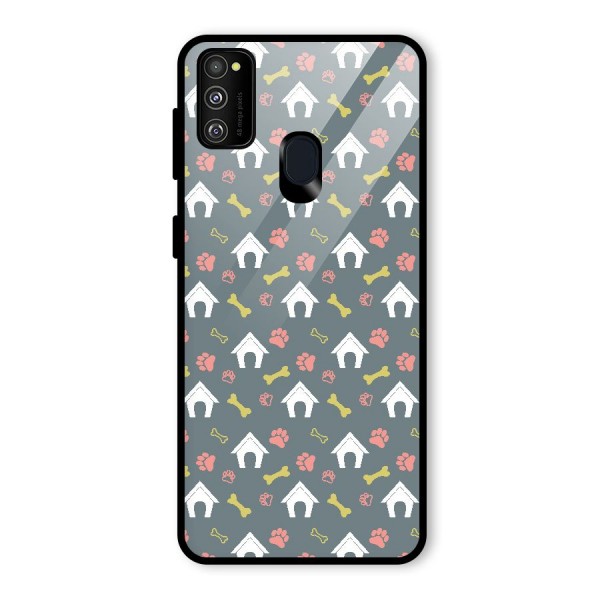 Dog Pattern Glass Back Case for Galaxy M21